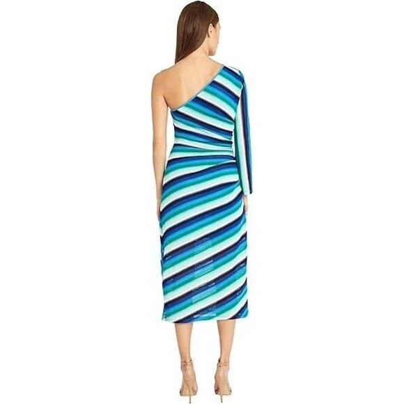 Donna Morgan One Shoulder Ruched Maxi Dress, Multi, 14 - Picture 3 of 3